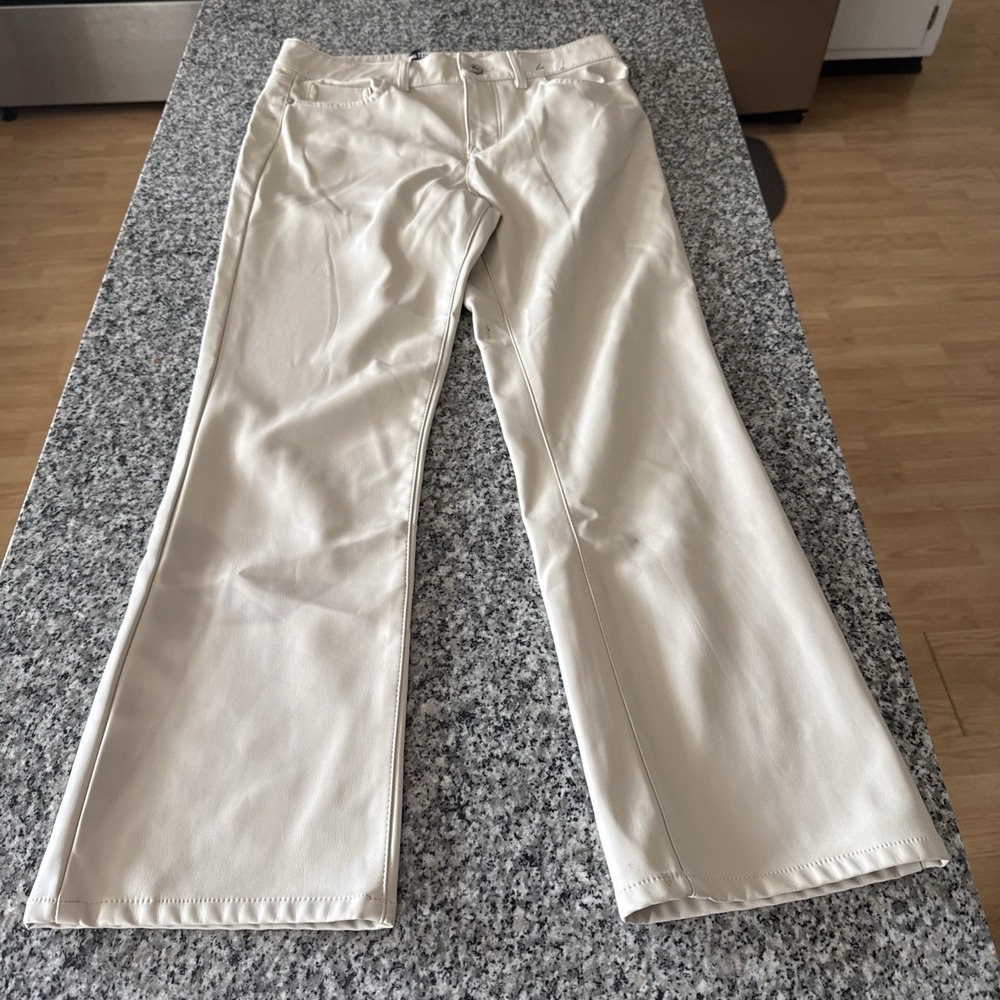 Zara Faux Leather Cream Sz 6 Nwot Jeans